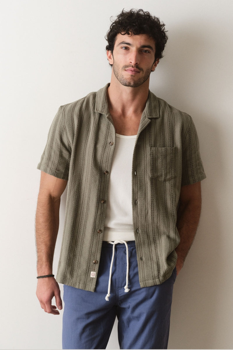 Wholesale,Marine Layer, Marine Layer Olive Dobby Textured Resort Shirt, Green, Medium-44-TagMLarge-46-TagLExtra Large-50-TagXLExtra Extra Large-54-TagXXL