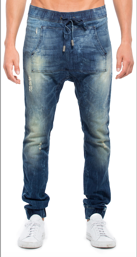 Wholesale,Reese De Luca, Reese De Luca Blue Loop Terry Drawstring Denim Jeans with Kangaroo Pocket, Blue, 32W-32L-TagM34W-32L-TagL