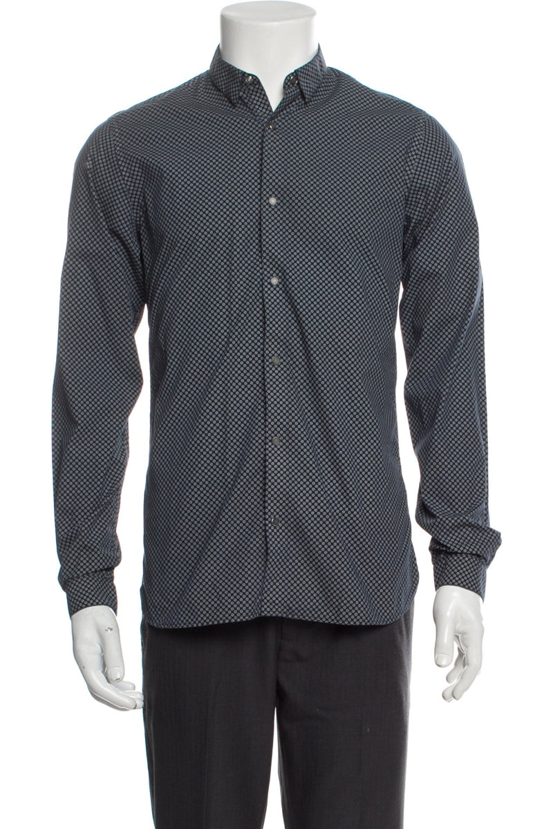 RealReal,The Kooples, The Kooples Blue Geo Dot Long Sleeve Dress Shirt, Blue, Extra Small-36-TagS