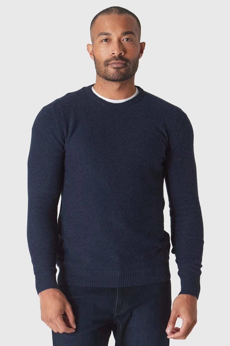 Faire,True Classic, True Classic Heather Navy Pique Crew Sweater, Blue, Extra Extra Large-48-TagXXL