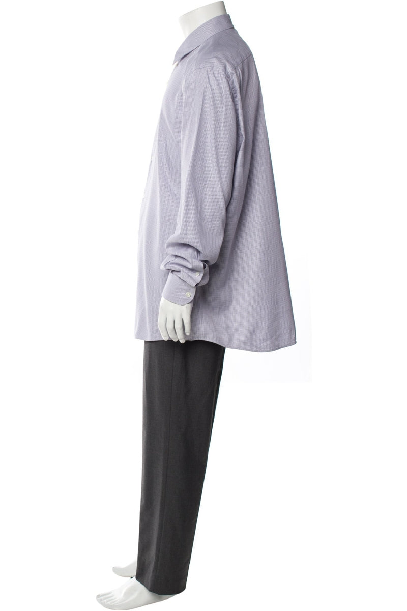 RealReal,Ermenegildo Zegna, Ermenegildo Zegna Purple/Grey Plaid Long Sleeve Dress Shirt, Purple, Extra Large-48-TagXL