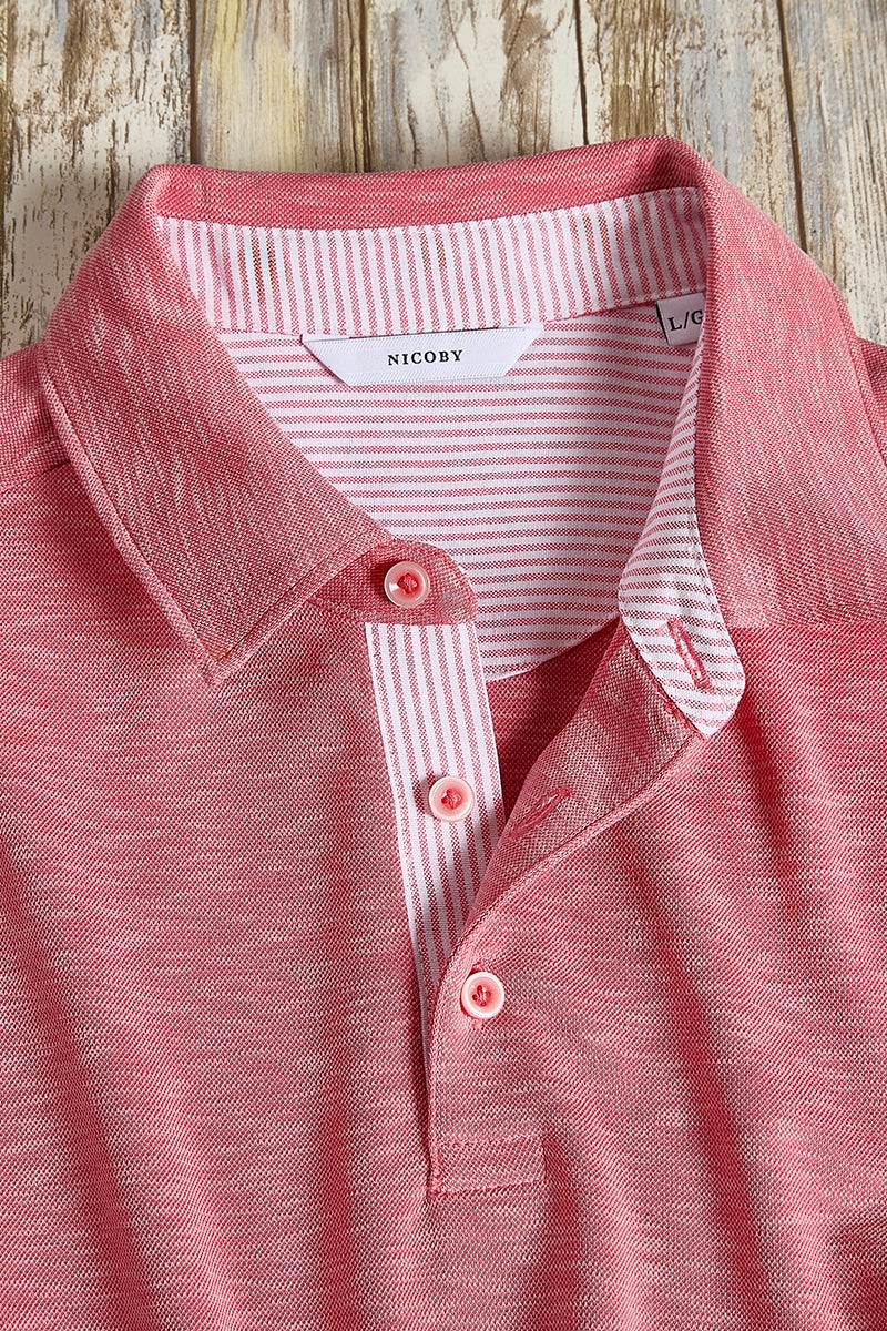 Wholesale,Nicoby Age of Wisdom, Nicoby Age of Wisdom Coral Slub Polynosic Polo, Pink, Small-41-TagSMedium-43-TagMLarge-45-TagLExtra Large-47-TagXLExtra Extra Large-50-TagXXL
