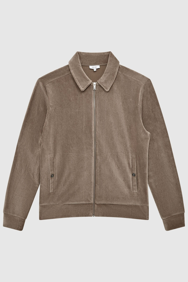 Direct From Brand,Reiss, Reiss Mocha Corduroy Track Jacket, Brown, Small-42-TagSMedium-44-TagM
