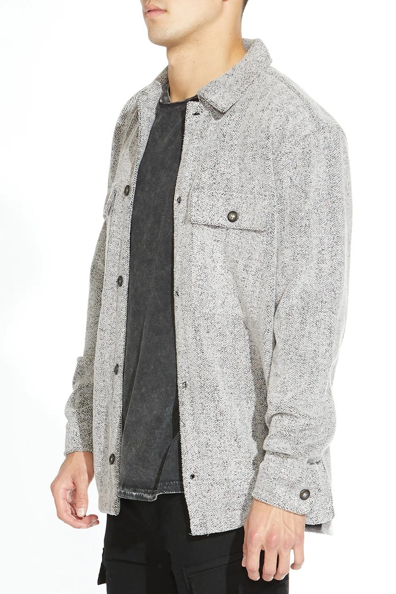 Wholesale,Civil Society, Civil Society Heather Charcoal Herringbone Knit Overshirt, Grey, Medium-44-TagM