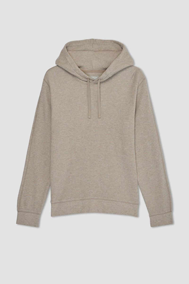 Direct From Brand,Everlane, Everlane Heathered Oatmeal Waffle-Knit Hoodie, Tan, Large-43-TagL