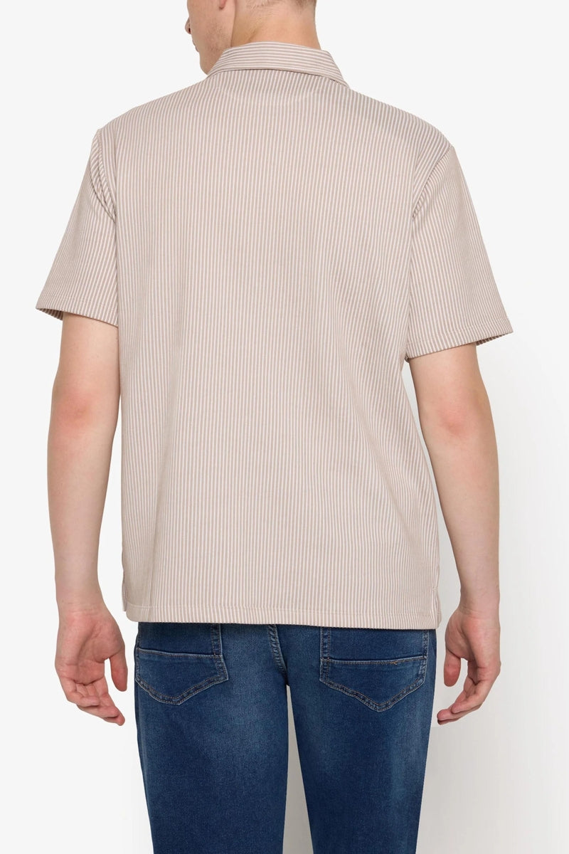 Wholesale,Signal Clothing, Signal Clothing Beige with White Striped Textured Shirt, Tan, Medium-46-TagMExtra Large-50-TagXLExtra Extra Large-52-TagXXL