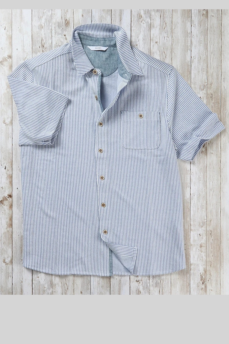 Wholesale,Nicoby Age of Wisdom, Nicoby Age of Wisdom Blue/White Textured Striped Shirt, Blue, Medium-43-TagMLarge-45-TagLExtra Large-47-TagXL