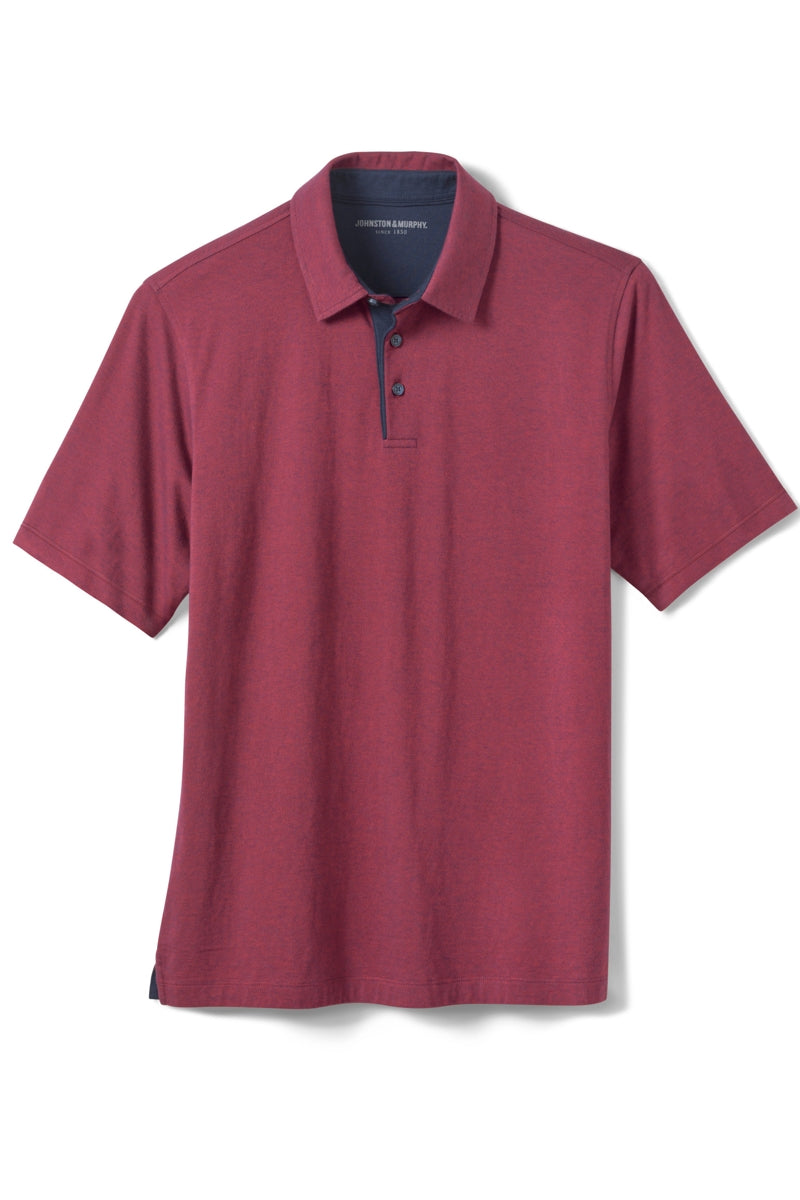 Wholesale,Johnston & Murphy, Johnston & Murphy Burgundy/Navy Pima Cotton Fine Stripe Polo, Red, Small-40-TagSLarge-46-TagLExtra Large-50-TagXL