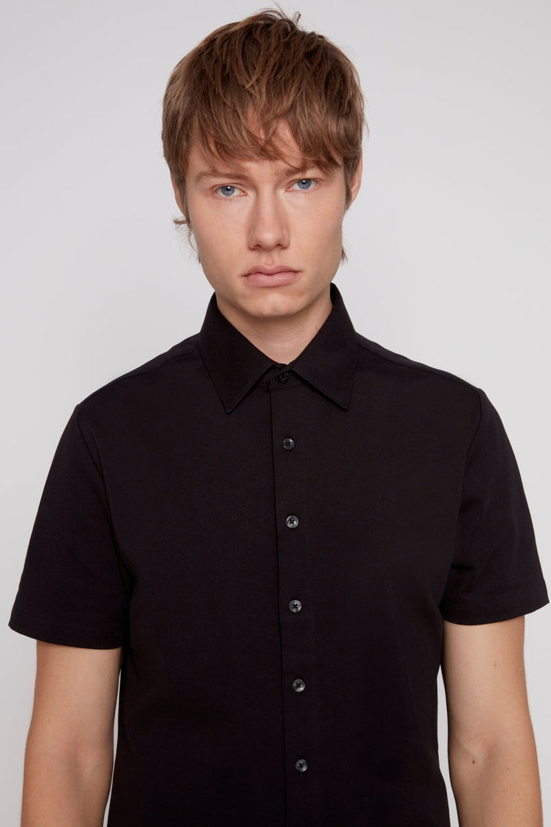 Wholesale,Projek Raw, Projek Raw Black Knit Short Sleeve Shirt, Black, Large-44-TagL