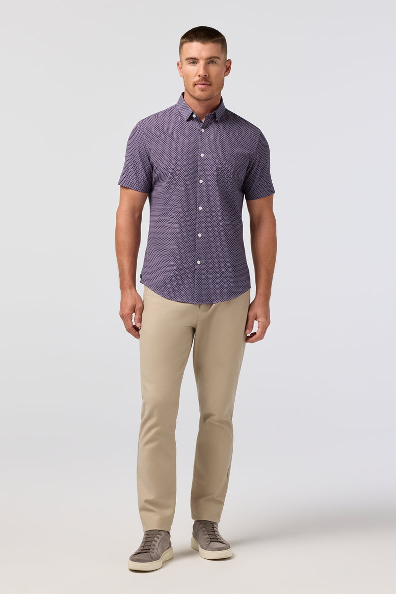 Wholesale,Mizzen + Main, Mizzen + Main Purple Palm Print Trim Shirt, Purple, Large-46-TagL