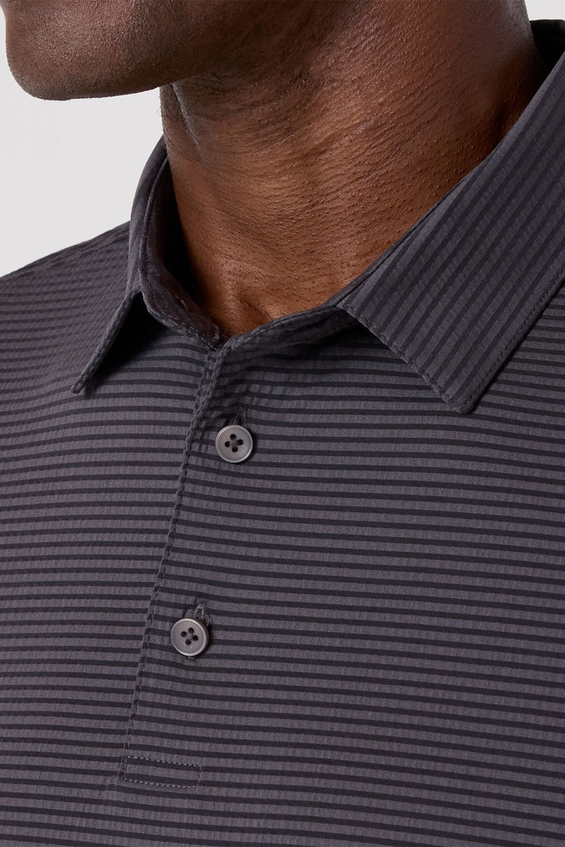 Wholesale,Mizzen + Main, Mizzen + Main Grey Seersucker Textured Knit Trim Fit Polo, Grey, Large-45-TagL