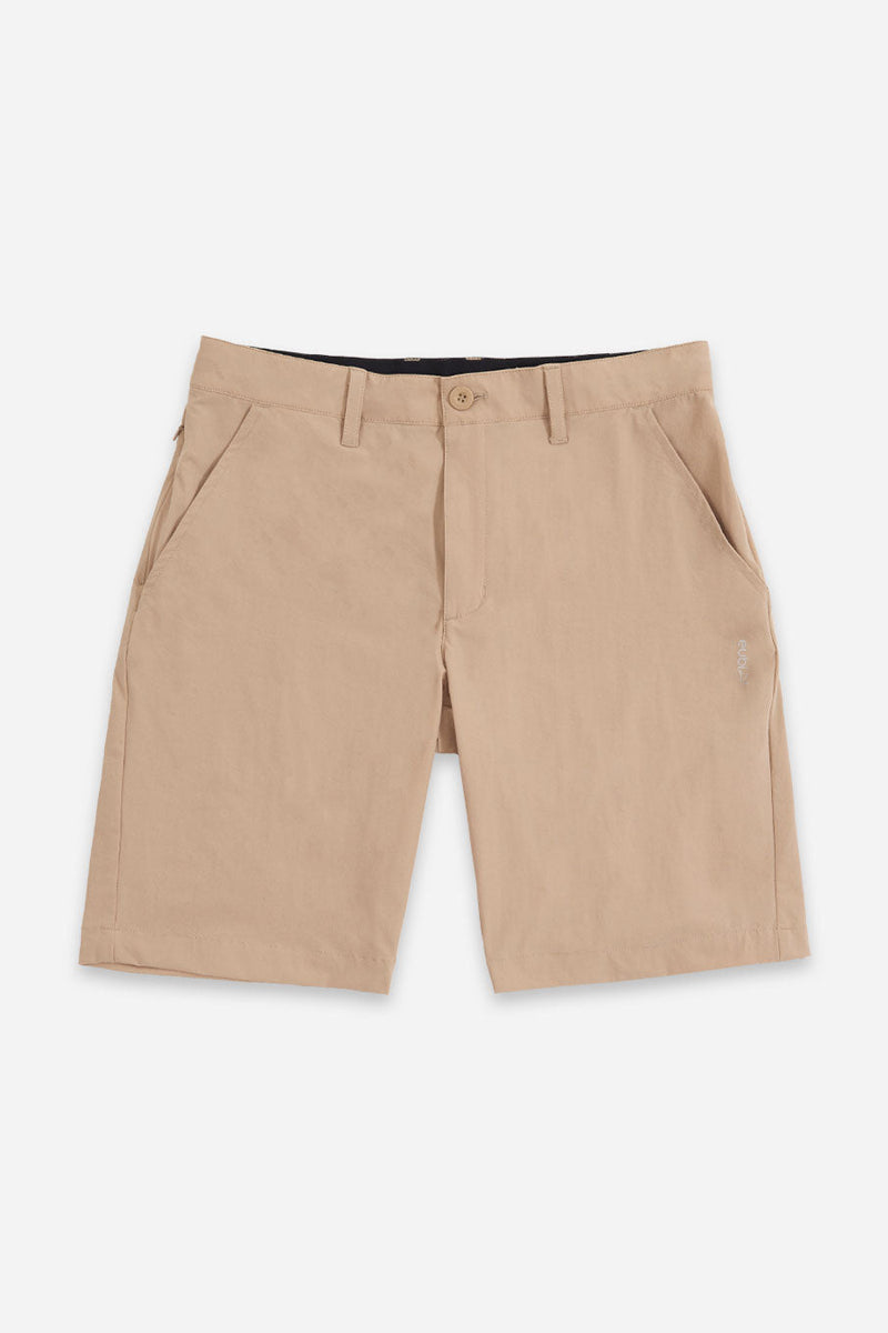 Eubi Khaki Brown Golf 9" Shorts with Hidden Drawstrings