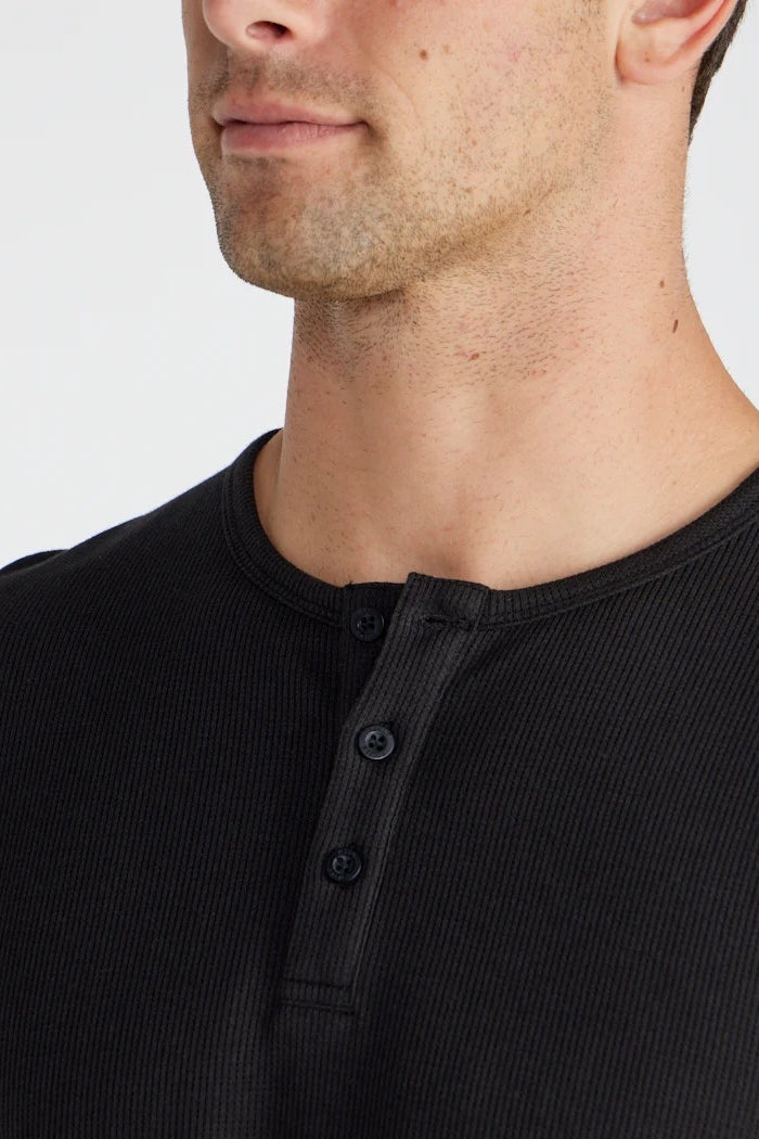 Wholesale,BYLT, BYLT Black Thermal Drop-Cut Henley, Black, Medium-40-TagM