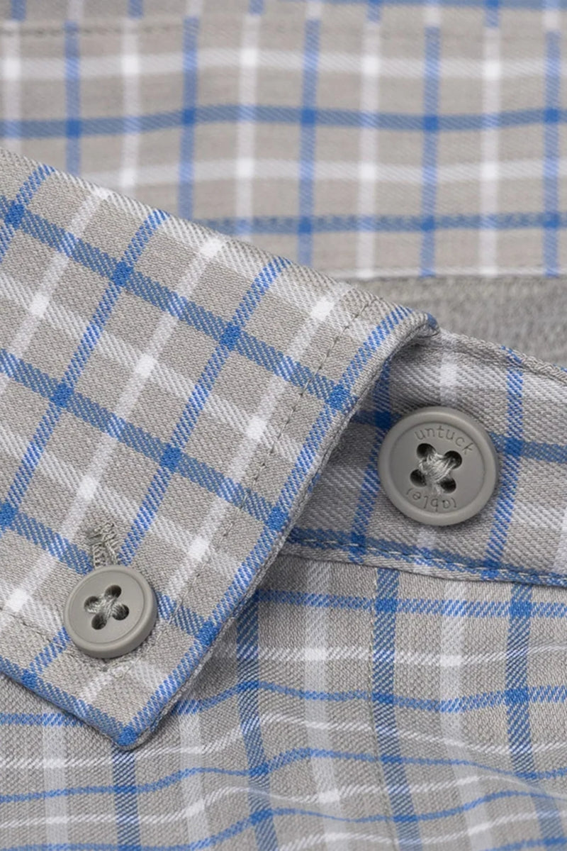 Wholesale,Twillory, Twillory Clay/Blue Windowpane Untuckable Shirt, Grey, Medium-43-TagM