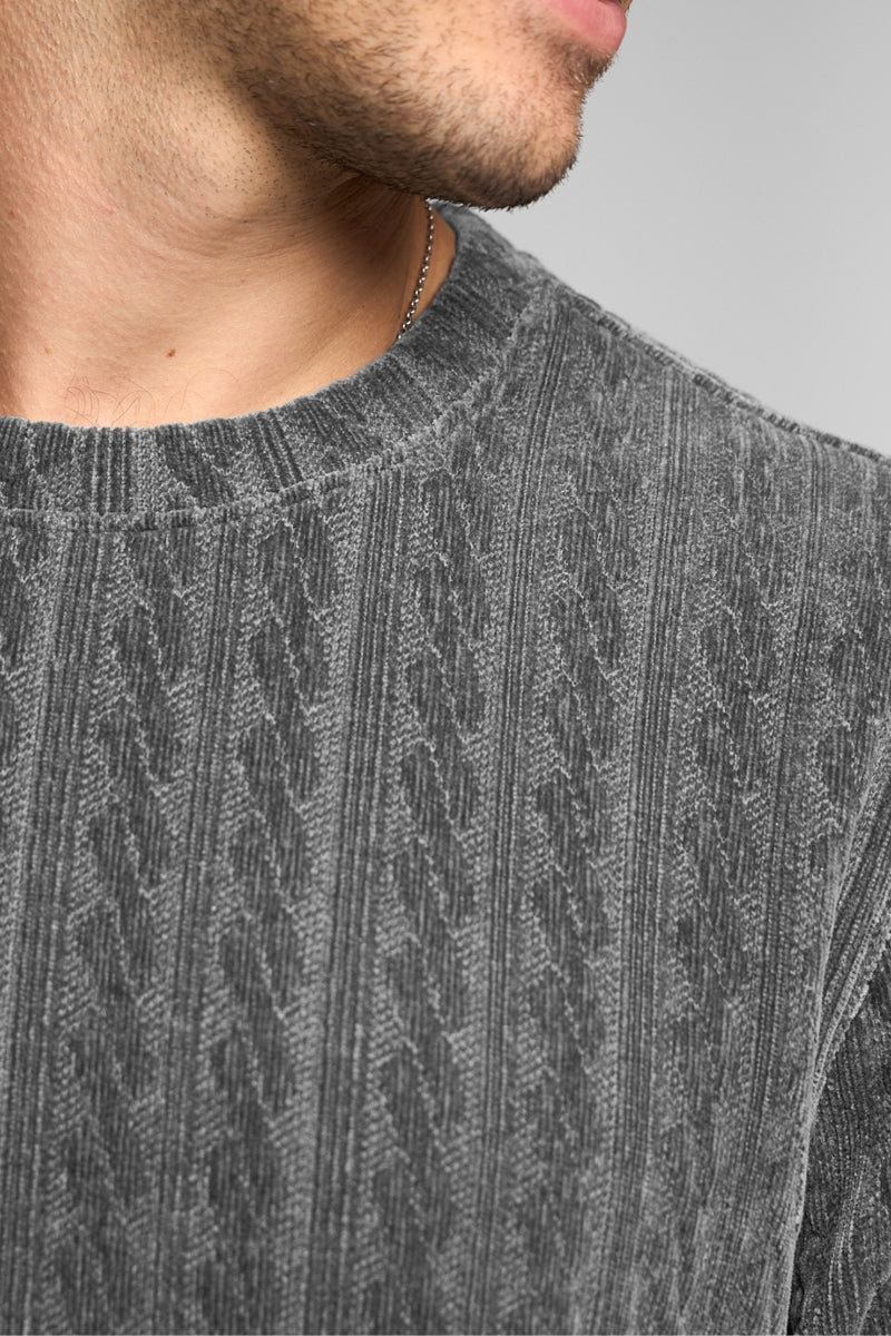 Wholesale,Fundamental Coast, Fundamental Coast Graphite Cable Knit Textured Sweater, Grey, Large-46-TagL