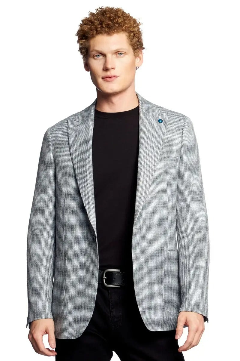 Wholesale,Eight X, Eight X Grey Houndstooth Patterned Blazer, Grey, Extra Large-46-Tag46Extra Extra Large-48-Tag48