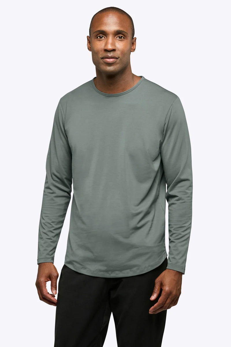 Wholesale,CUTS, CUTS Sage Curve-Hem Buttery Soft Tee, Green, Small-39-TagS