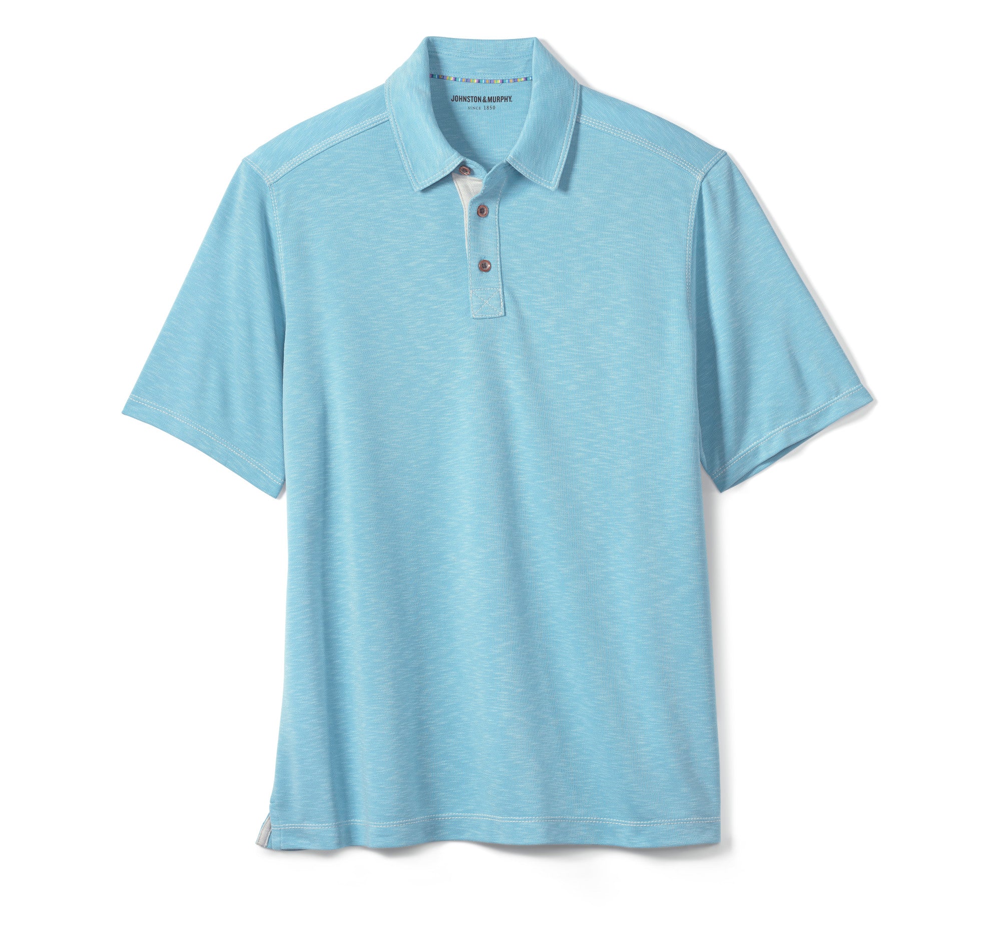 Wholesale,Johnston & Murphy, Johnston & Murphy Turquoise Vintage Slub Modal/Poly Blend Short Sleeve Polo, Blue, Large-46-TagLExtra Large-48-TagXLMedium-42-TagMExtra Extra Large-52-TagXXL