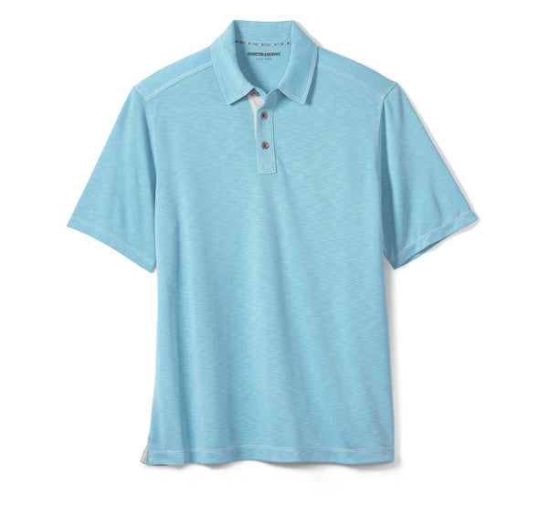 Johnston & Murphy Turquoise Vintage Slub Modal/Poly Blend Short Sleeve Polo