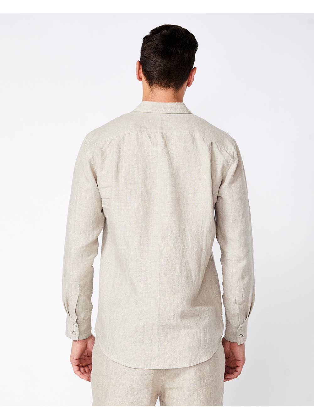 Faire,Merlino Street, Merlino Street Beige Linen Long Sleeve Shirt, Tan, Large-45-TagL
