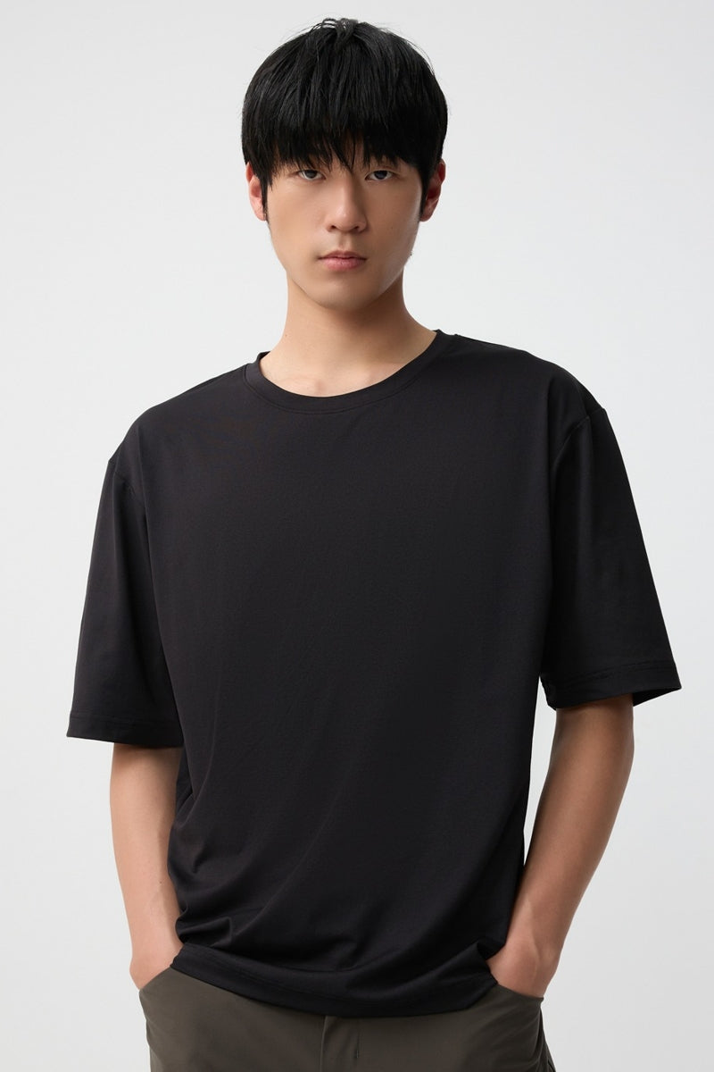 Direct From Brand,FYNE, FYNE Black Moisture Absorption T-Shirt, Black, Large-45-TagL