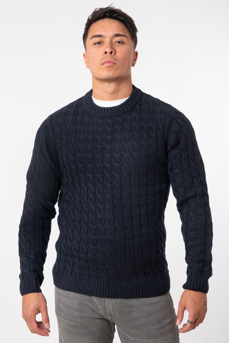 Other,Soulstar, Soulstar Navy Cable Knit Sweater, Blue, Medium-42-TagMLarge-44-TagLExtra Large-46-TagXL