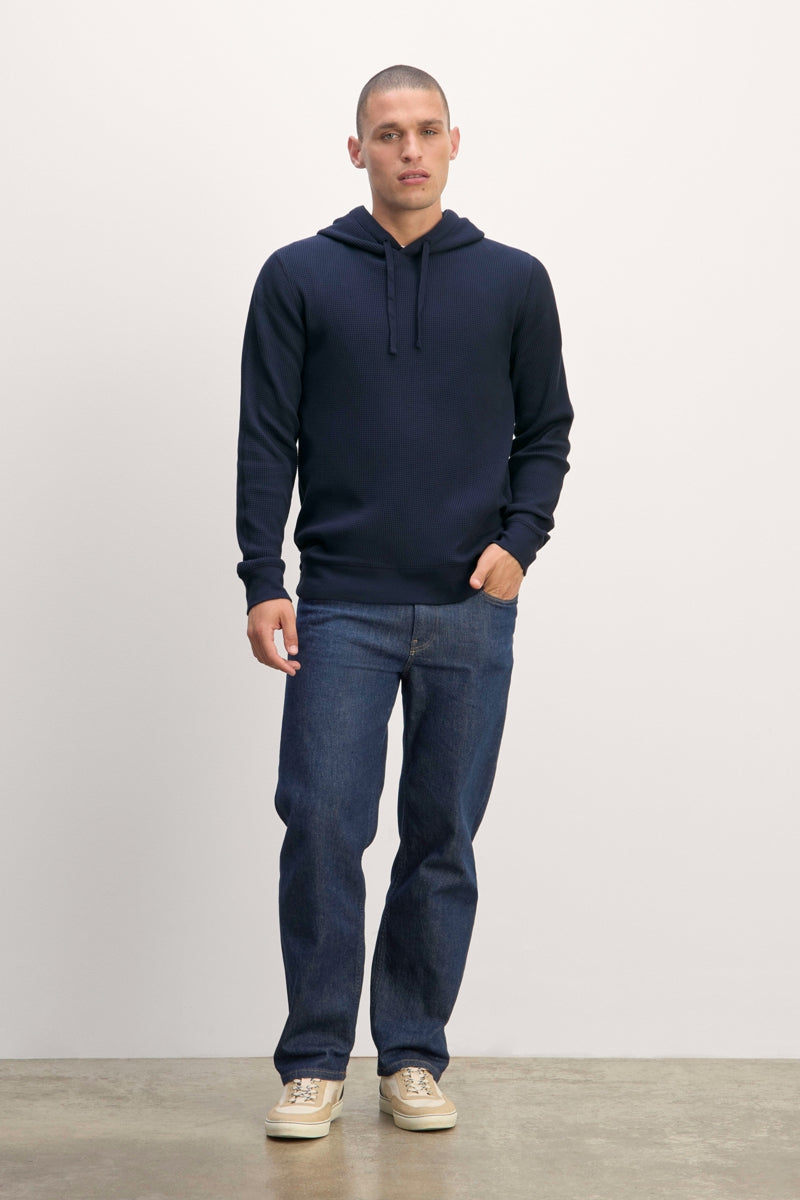 Direct From Brand,Everlane, Everlane Navy Waffle-Knit Hoodie, Blue, Small-36-TagSMedium-40-TagMLarge-43-TagLExtra Large-46-TagXLExtra Extra Large-48-TagXXL
