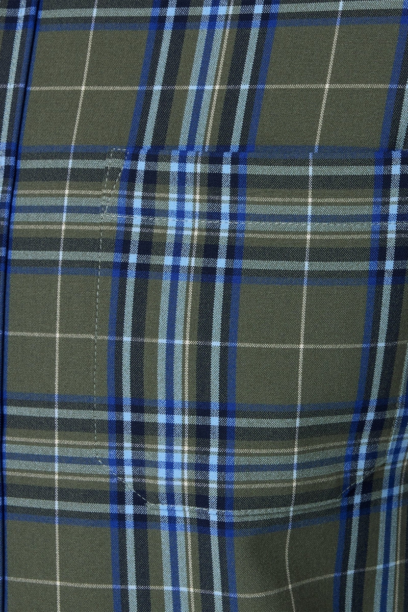 Wholesale,Mizzen + Main, Mizzen + Main Olive/Blue Plaid Trim Flannel Shirt, Green, Large-46-TagL