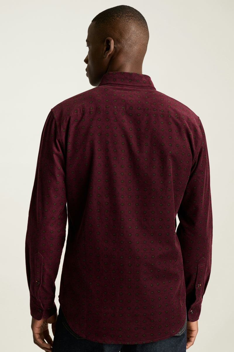 Wholesale,Bonobos, Bonobos Burgundy Diamond Geo Stretch Corduroy Slim Fit Shirt, Red, Small-40-TagSMedium-43-TagMLarge-46-TagLExtra Large-49-TagXLExtra Extra Large-52-TagXXL
