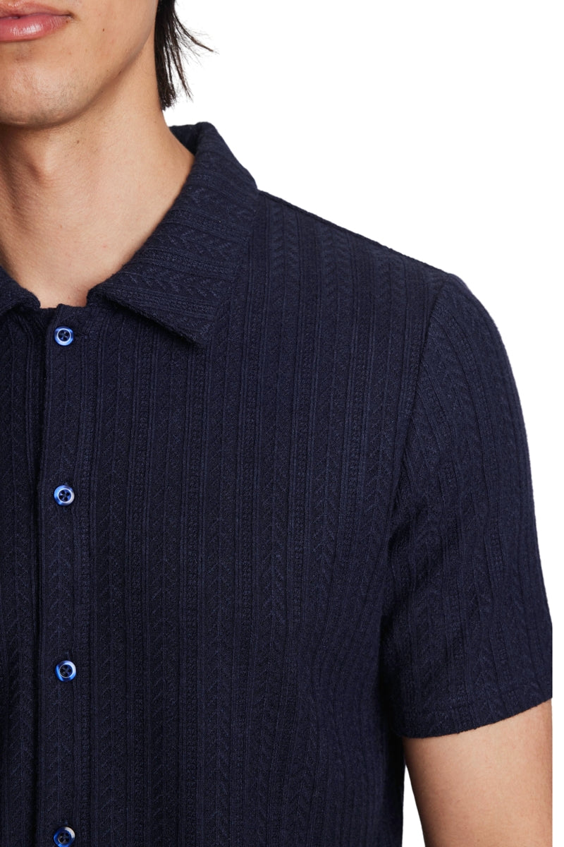 Paisley & Gray Navy Full Placket Pointelle Polo