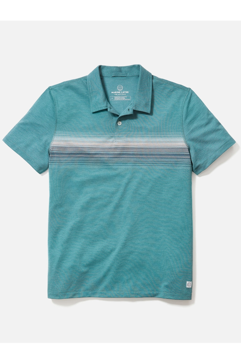 Wholesale,Marine Layer, Marine Layer Green Multi Striped Air Polo, Green, Large-46-TagL