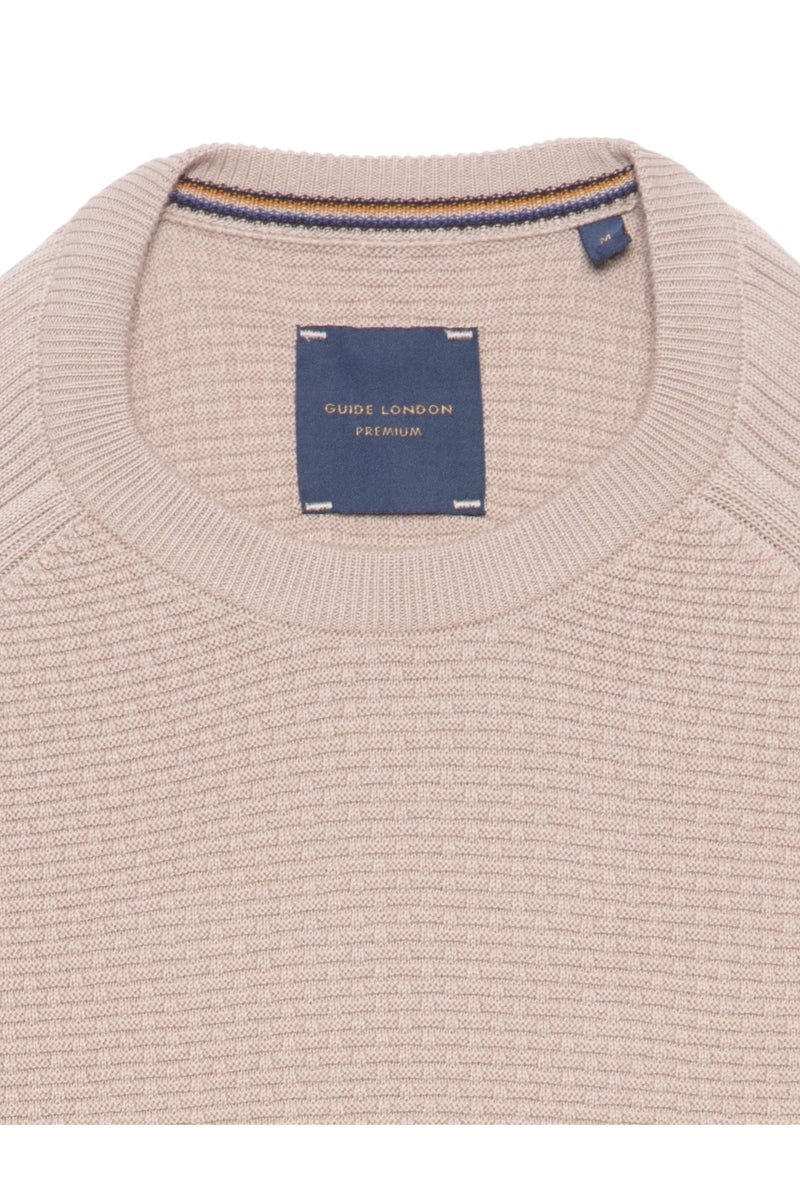 Faire,Guide London, Guide London Stone Textured Knit Sweater, Tan, Small-38-TagS