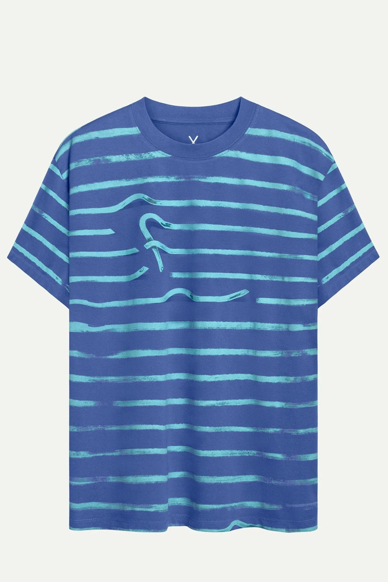 Wholesale,KAFT, KAFT Cosmic Blue Striped T-Shirt, Blue, Extra Large-48-TagXL