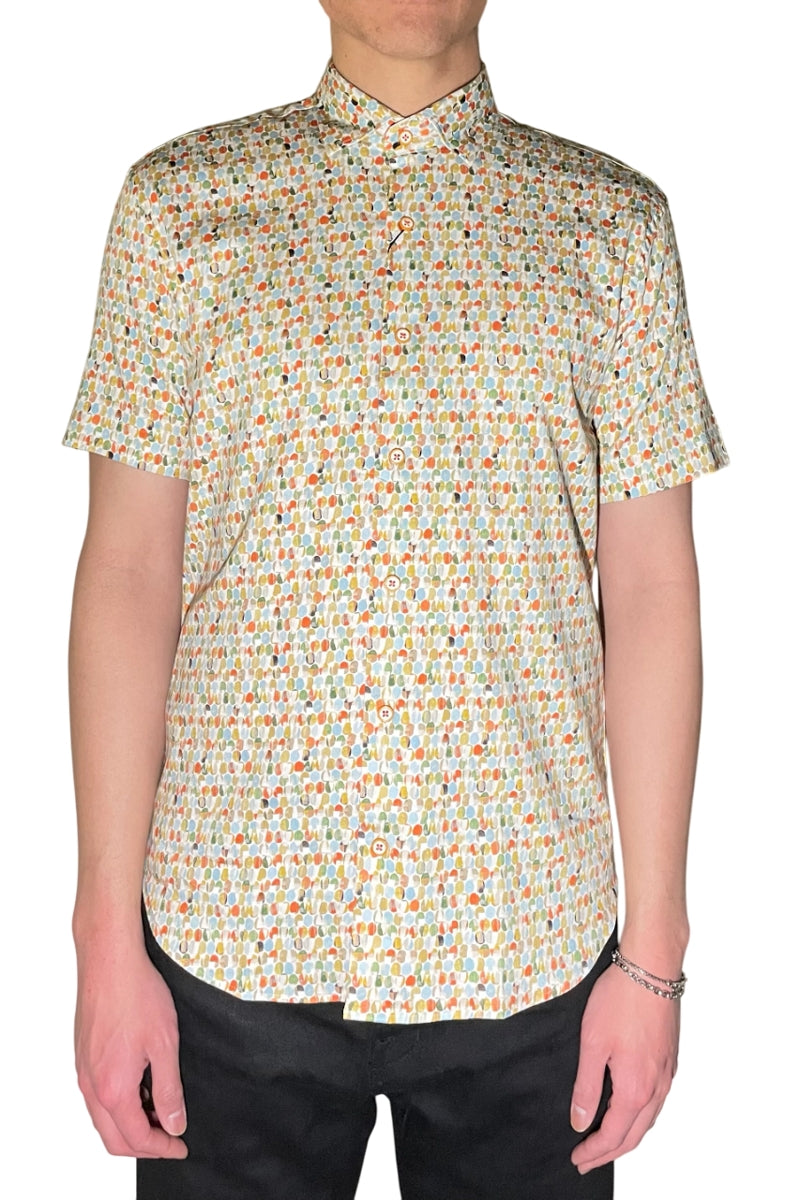 Wholesale,Mizumi, Mizumi Multi Vivid Geo Short Sleeve Button Up Shirt, Yellow, Small-40-TagSMedium-42-TagMLarge-44-TagLExtra Large-47-TagXLExtra Extra Large-49-TagXXL