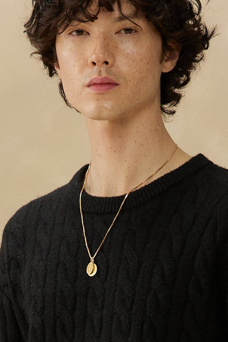 Wholesale,Kuwalla, Kuwalla Black Braided Crewneck Sweater, Black, Medium-45-TagSExtra Large-50-TagL