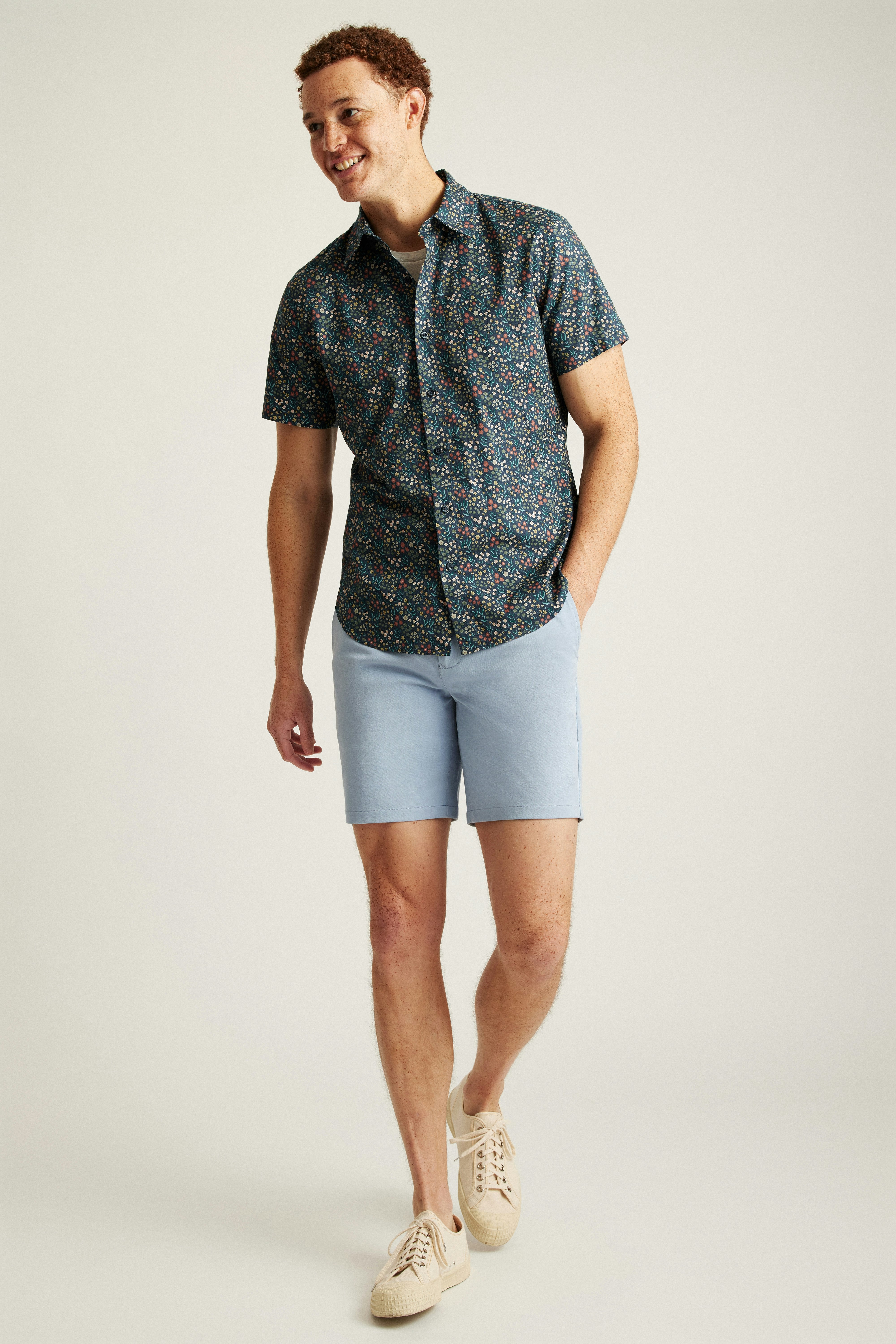 Wholesale,Bonobos, Bonobos Green Garden Floral Print Stretch Riviera Short Sleeve Shirt, Green, Medium-42-TagM