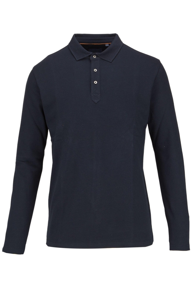 Faire,Guide London, Guide London Navy Pique Knit Long Sleeve Polo, Blue, Extra Large-45-TagXXL