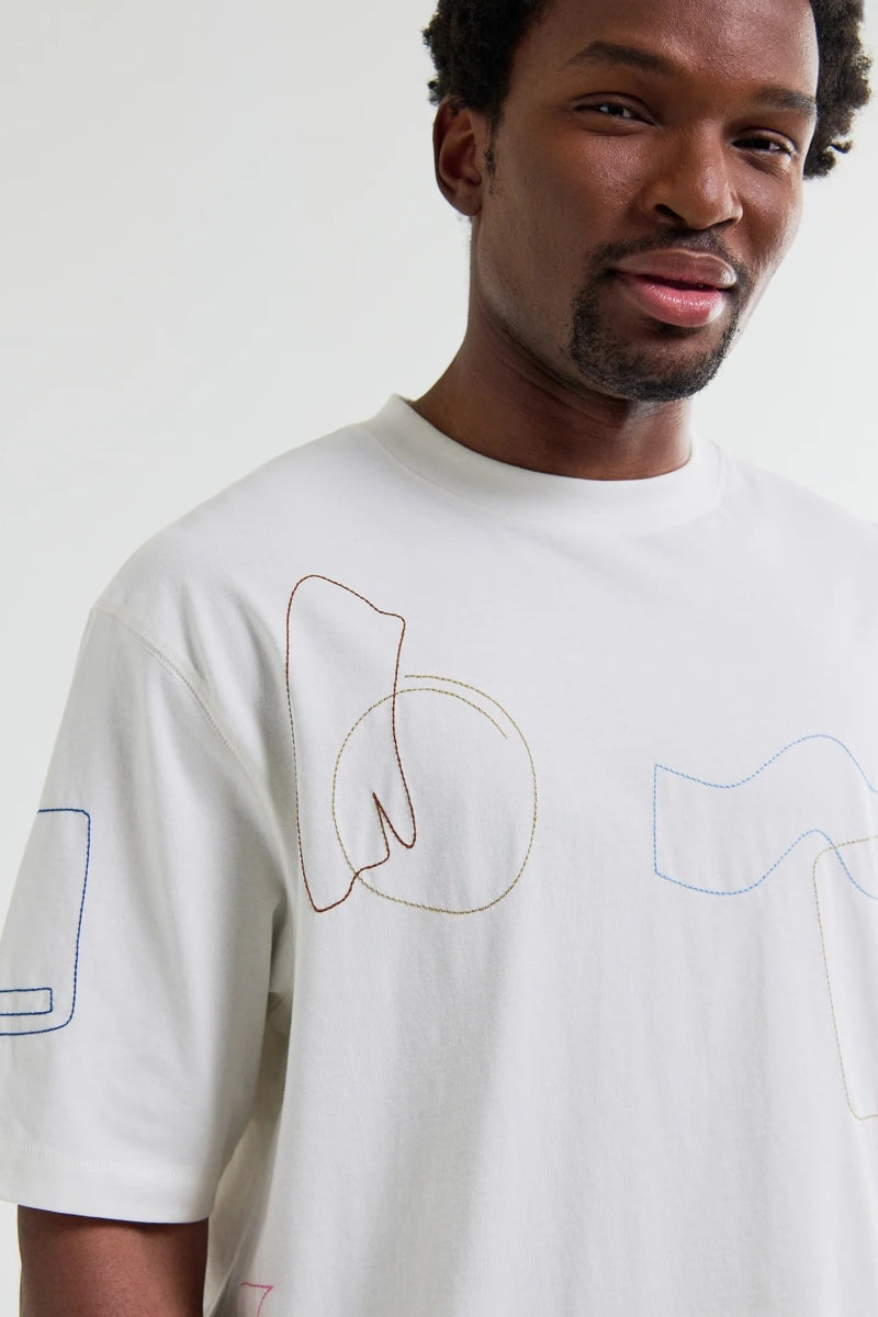 Wholesale,Wax London, Wax London Ecru Organic Cotton Embroidered Shapes T-Shirt, Cream, Small-44-TagSMedium-46-TagMLarge-48-TagLExtra Large-50-TagXLExtra Extra Large-52-TagXXL