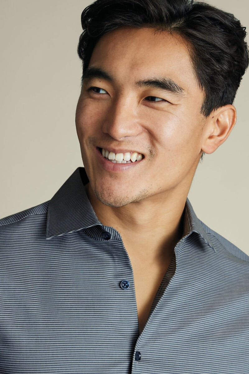 Wholesale,Charles Tyrwhitt, Charles Tyrwhitt Charcoal Stretch Circle Texture Shirt, Grey, Small-40-Tag15Medium-44-Tag16