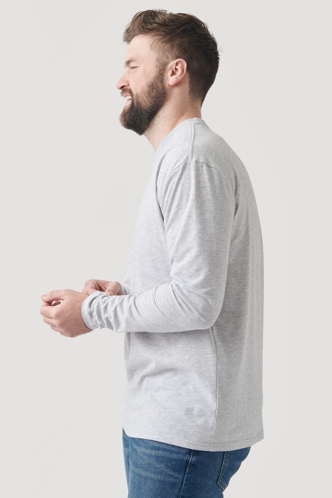 Faire,True Classic, True Classic Light Heather Grey Long Sleeve T-Shirt, Grey, Large-42-TagL