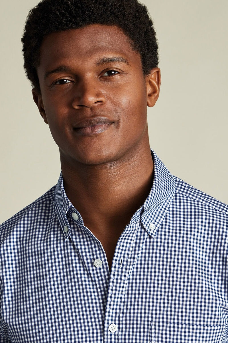 Wholesale,Charles Tyrwhitt, Charles Tyrwhitt Royal Blue Gingham Poplin Check Stretch Shirt, Blue, Small-40-TagSMedium-42-TagMLarge-45-TagLExtra Large-50-TagXL