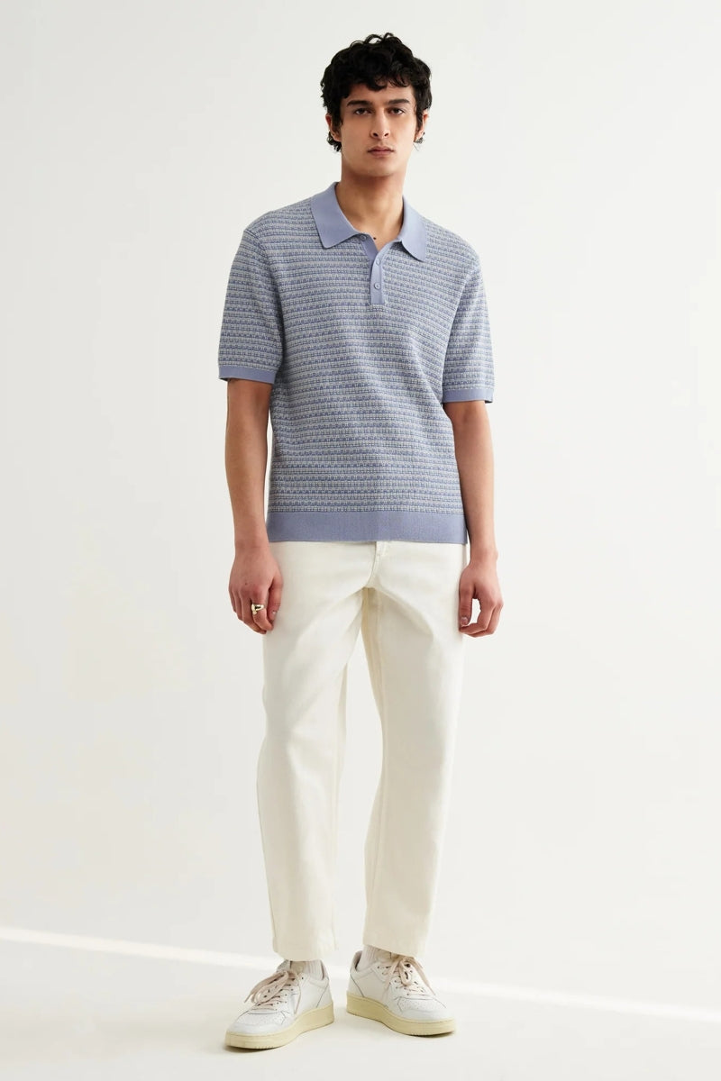 Wholesale,Wax London, Wax London Light Blue Mini Geometric Knitted Polo, Blue, Medium-41-TagM