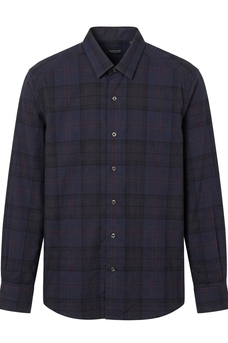 Wholesale,Lanvin, Lanvin Navy Plaid Print Long Sleeve Dress Shirt, Blue, Medium-44-TagM