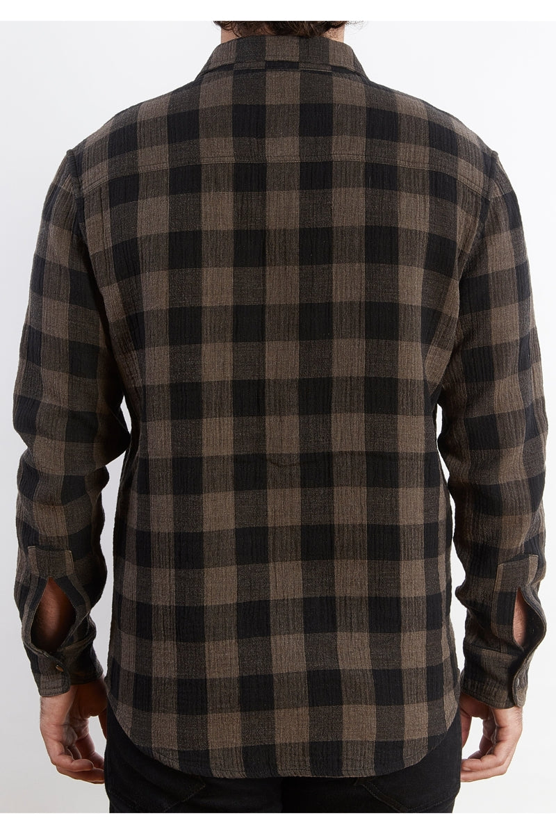 Wholesale,Nicoby Age of Wisdom, Nicoby Age of Wisdom Brown Gingham Reversible Buffalo Plaid Shirt, Brown, Small-40-TagM