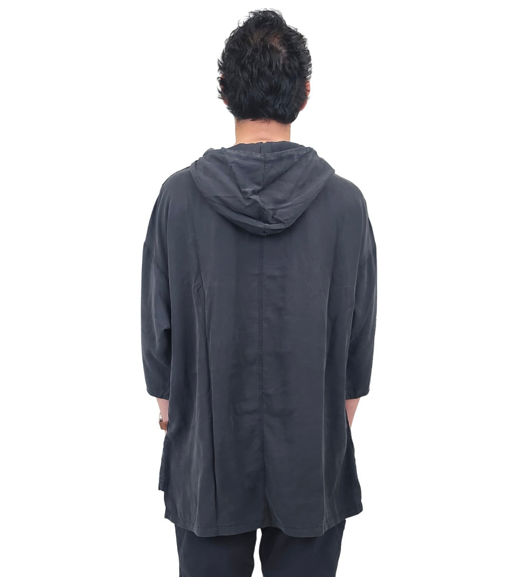 Wholesale,Reese De Luca, Reese De Luca Black Drop Shoulder Qtr Sleeve Tencel Hoodie, Black, Large-48-TagM
