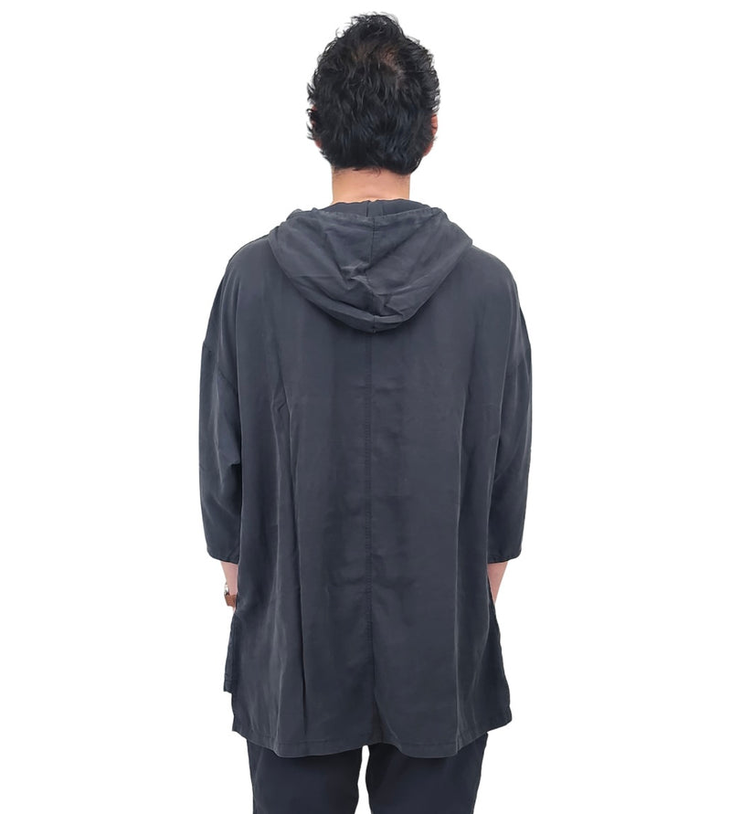 Reese De Luca Black Drop Shoulder Qtr Sleeve Tencel Hoodie