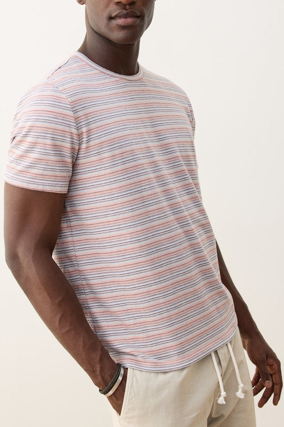 Wholesale,Marine Layer, Marine Layer Multi Striped Jacquard Crew Tee, Orange, Small-41-TagSMedium-43-TagMLarge-46-TagLExtra Large-50-TagXLExtra Extra Large-52-TagXXL