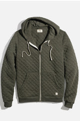 Marine Layer Olive Heather Full Zip Corbet Quilted Hoodie