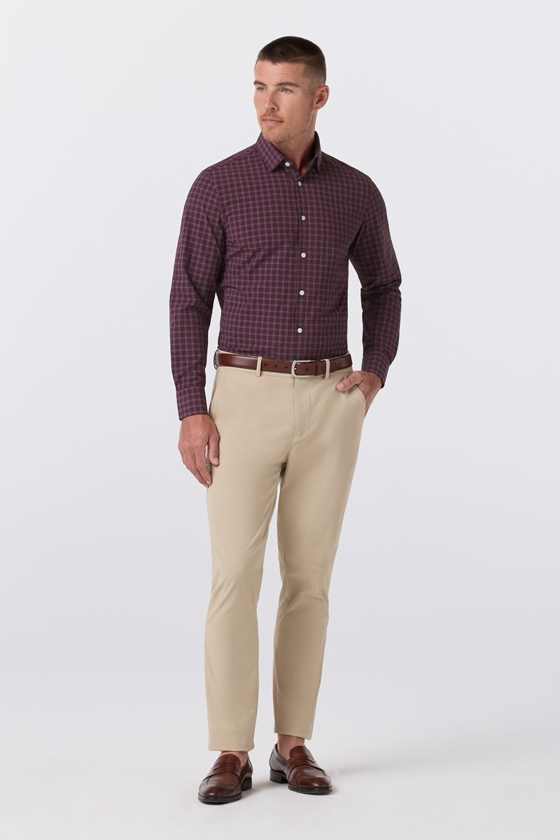 Wholesale,Mizzen + Main, Mizzen + Main Burgundy Performance Plaid Classic Shirt, Red, Extra Extra Large-54-TagXXL
