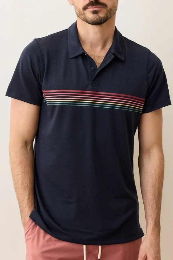Wholesale,Marine Layer, Marine Layer Navy Multi Stripe Air Polo, Blue, Large-46-TagL